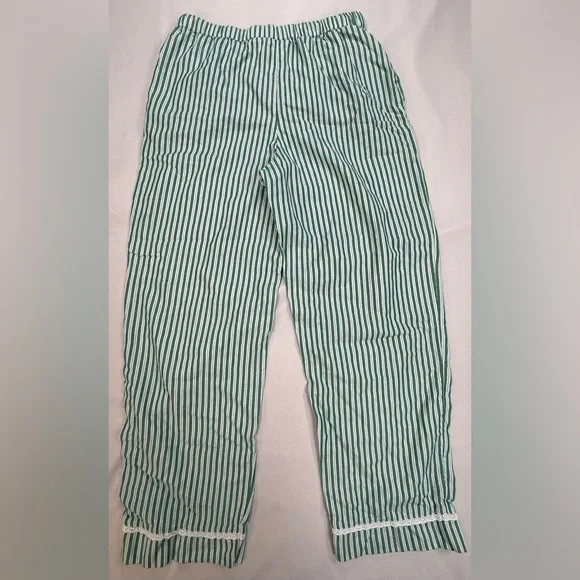 Rachel Ashwell Green Striped Cotton Pajama Set with Lace Trim -Women's Sleepwear - Picture 14 of 16